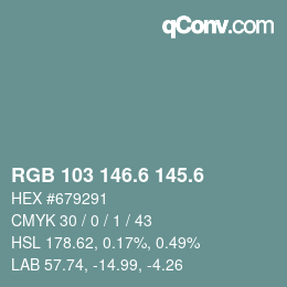 カラーコード: RGB 103 146.6 145.6 | qconv.com