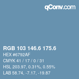 カラーコード: RGB 103 146.6 175.6 | qconv.com