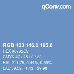 カラーコード: RGB 103 146.6 195.6 | qconv.com