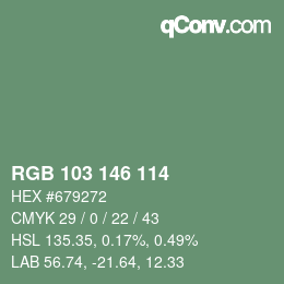 Color code: RGB 103 146 114 | qconv.com