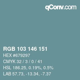 Color code: RGB 103 146 151 | qconv.com