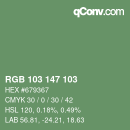 Color code: RGB 103 147 103 | qconv.com