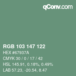 Código de color: RGB 103 147 122 | qconv.com