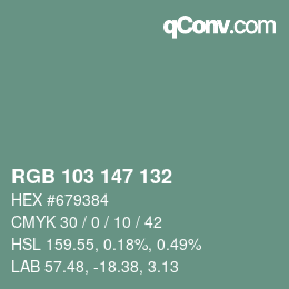 カラーコード: RGB 103 147 132 | qconv.com