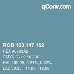 Color code: RGB 103 147 162 | qconv.com