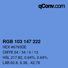 Color code: RGB 103 147 222 | qconv.com