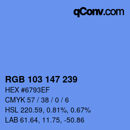 Color code: RGB 103 147 239 | qconv.com