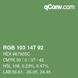 Código de color: RGB 103 147 92 | qconv.com