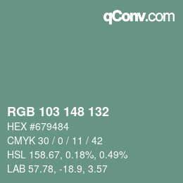 Código de color: RGB 103 148 132 | qconv.com