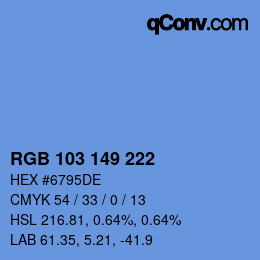 カラーコード: RGB 103 149 222 | qconv.com