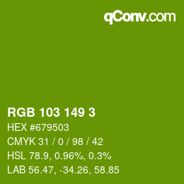 Color code: RGB 103 149 3 | qconv.com