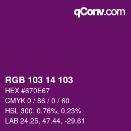 カラーコード: RGB 103 14 103 | qconv.com
