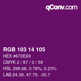颜色代码: RGB 103 14 105 | qconv.com