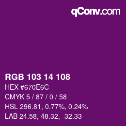 カラーコード: RGB 103 14 108 | qconv.com