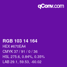 Color code: RGB 103 14 164 | qconv.com