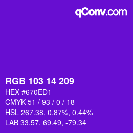 Color code: RGB 103 14 209 | qconv.com