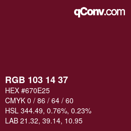 Color code: RGB 103 14 37 | qconv.com
