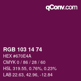 カラーコード: RGB 103 14 74 | qconv.com