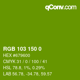 Color code: RGB 103 150 0 | qconv.com