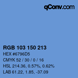 カラーコード: RGB 103 150 213 | qconv.com