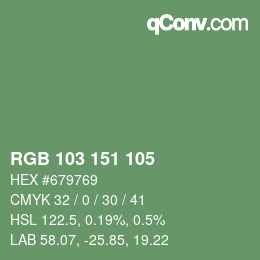 カラーコード: RGB 103 151 105 | qconv.com