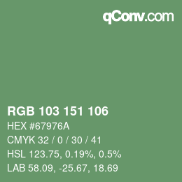 カラーコード: RGB 103 151 106 | qconv.com