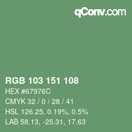 Color code: RGB 103 151 108 | qconv.com