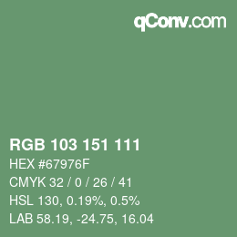 Color code: RGB 103 151 111 | qconv.com
