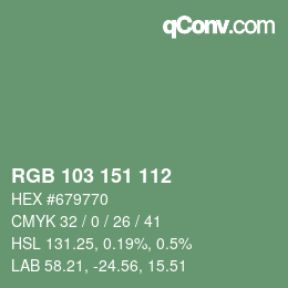 Color code: RGB 103 151 112 | qconv.com
