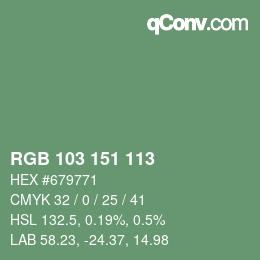 Color code: RGB 103 151 113 | qconv.com