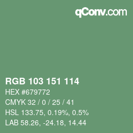 Color code: RGB 103 151 114 | qconv.com