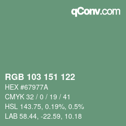 Color code: RGB 103 151 122 | qconv.com