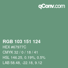 Color code: RGB 103 151 124 | qconv.com