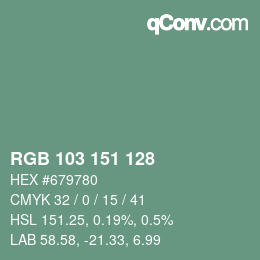 カラーコード: RGB 103 151 128 | qconv.com