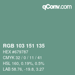 Color code: RGB 103 151 135 | qconv.com
