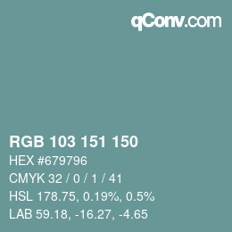 Color code: RGB 103 151 150 | qconv.com