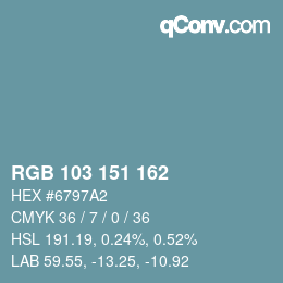 Farbcode: RGB 103 151 162 | qconv.com