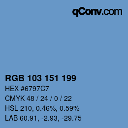 Color code: RGB 103 151 199 | qconv.com