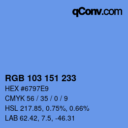 Color code: RGB 103 151 233 | qconv.com