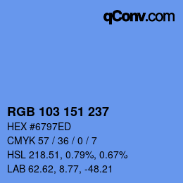 Color code: RGB 103 151 237 | qconv.com