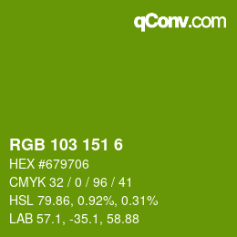 Color code: RGB 103 151 6 | qconv.com