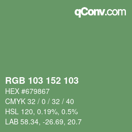 颜色代码: RGB 103 152 103 | qconv.com