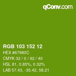 Color code: RGB 103 152 12 | qconv.com