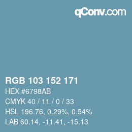 カラーコード: RGB 103 152 171 | qconv.com