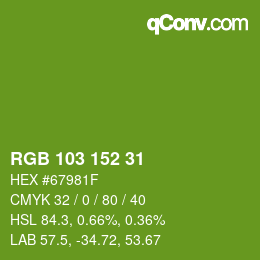 Color code: RGB 103 152 31 | qconv.com