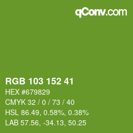 Color code: RGB 103 152 41 | qconv.com