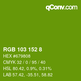 カラーコード: RGB 103 152 8 | qconv.com