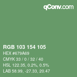 カラーコード: RGB 103 154 105 | qconv.com