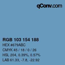 Color code: RGB 103 154 188 | qconv.com