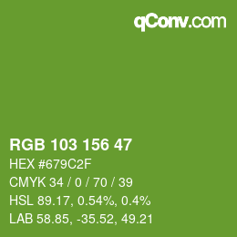 Color code: RGB 103 156 47 | qconv.com